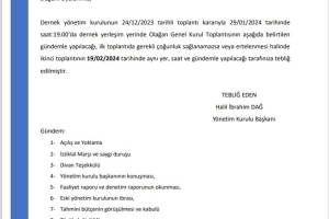 OLAĞAN GENEL KURUL TOPLANTISI DUYURUSU