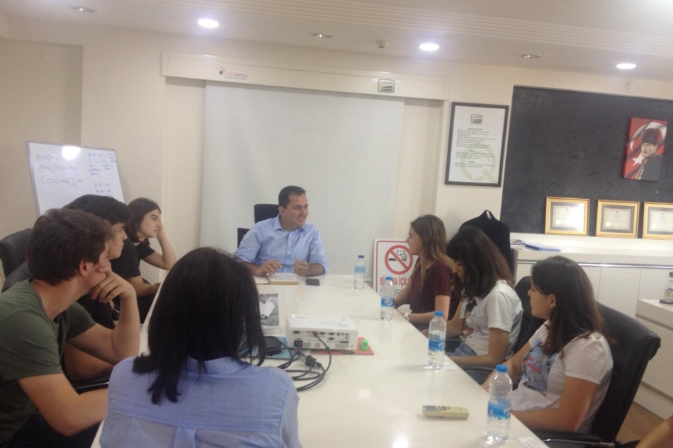 A meeting was held with Bilfen High School students.