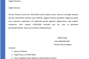 Olağanüstü Genel Kurul Toplantısı Duyurusu