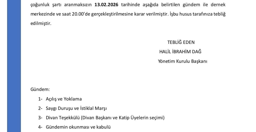 OLAĞANÜSTÜ GENEL KURUL TOPLANTISI ERTELENDİ!